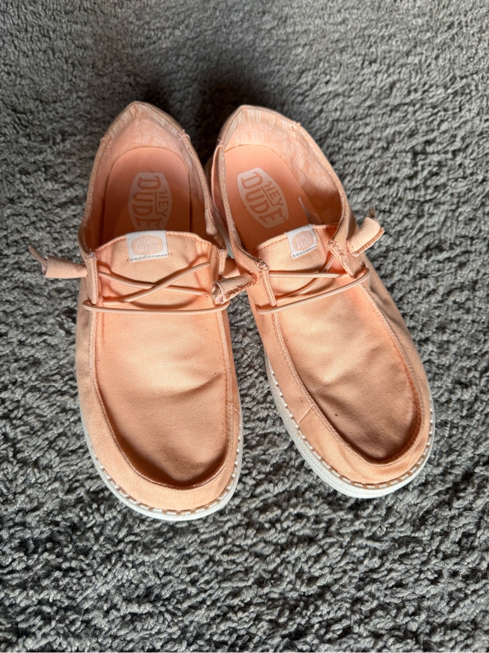 Hey Dude Peach Canvas Slip-On Moccasins for Women